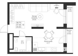 1-к квартира, вторичка, 39м2, 6/25 этаж