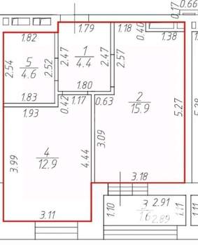 1-к квартира, вторичка, 40м2, 8/9 этаж
