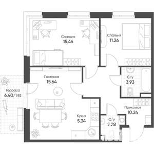3-к квартира, строящийся дом, 66м2, 2/17 этаж