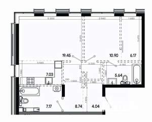 2-к квартира, вторичка, 69м2, 3/6 этаж