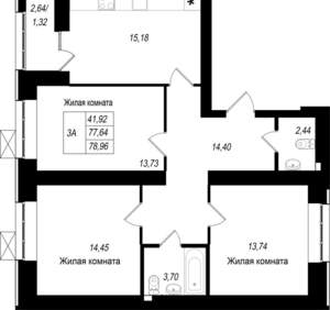 3-к квартира, вторичка, 79м2, 10/10 этаж