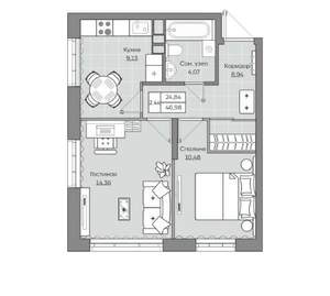 2-к квартира, вторичка, 47м2, 8/19 этаж