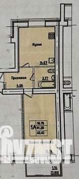 1-к квартира, вторичка, 43м2, 4/9 этаж