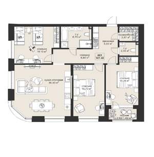 3-к квартира, вторичка, 107м2, 2/5 этаж