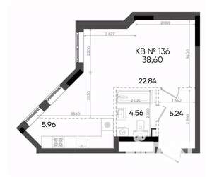 Студия квартира, вторичка, 39м2, 2/23 этаж