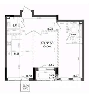 3-к квартира, вторичка, 67м2, 8/9 этаж