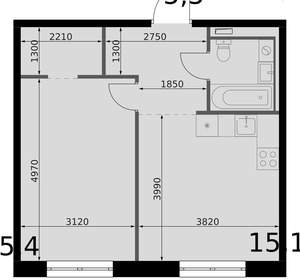 1-к квартира, вторичка, 42м2, 6/14 этаж