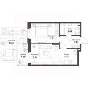 2-к квартира, вторичка, 46м2, 3/20 этаж