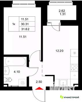 1-к квартира, вторичка, 32м2, 8/22 этаж