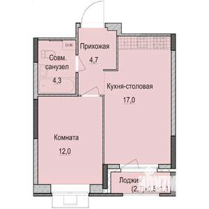 1-к квартира, вторичка, 39м2, 4/14 этаж