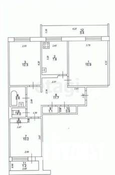 3-к квартира, вторичка, 61м2, 2/9 этаж