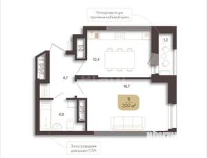 1-к квартира, вторичка, 40м2, 8/19 этаж
