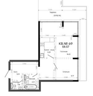 2-к квартира, строящийся дом, 59м2, 3/8 этаж