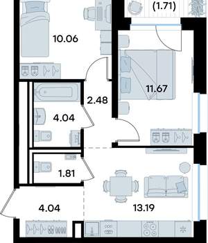 2-к квартира, вторичка, 49м2, 4/9 этаж