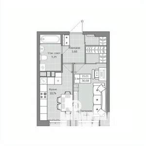 1-к квартира, вторичка, 37м2, 6/19 этаж