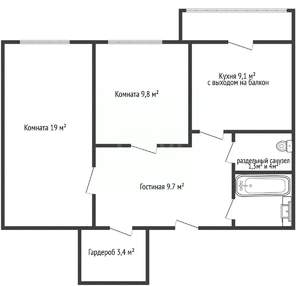 2-к квартира, вторичка, 56м2, 18/18 этаж