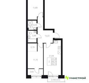 2-к квартира, вторичка, 69м2, 6/7 этаж