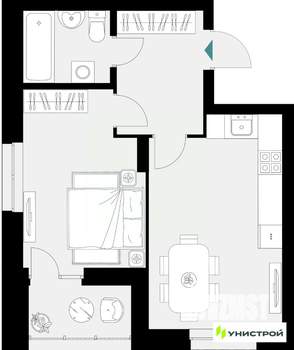 1-к квартира, вторичка, 43м2, 8/18 этаж