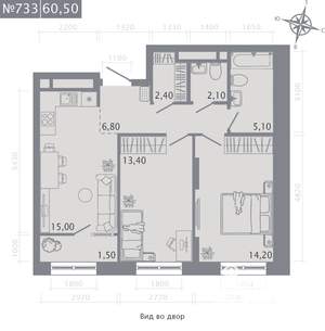 2-к квартира, вторичка, 61м2, 11/23 этаж