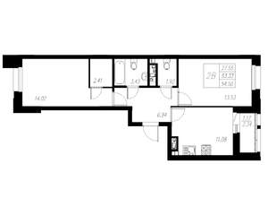 2-к квартира, вторичка, 55м2, 5/13 этаж