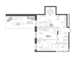 2-к квартира, строящийся дом, 85м2, 2/4 этаж