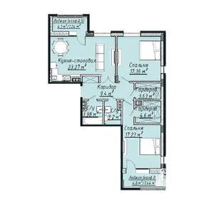 3-к квартира, строящийся дом, 87м2, 4/7 этаж