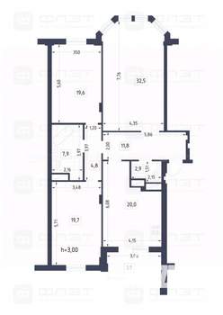 3-к квартира, вторичка, 119м2, 1/4 этаж