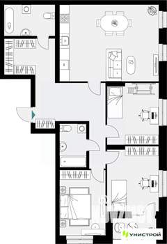 3-к квартира, вторичка, 107м2, 11/18 этаж