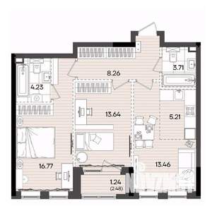 3-к квартира, вторичка, 67м2, 2/9 этаж