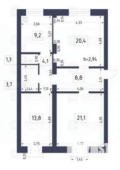 3-к квартира, вторичка, 82м2, 2/3 этаж