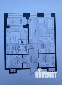 2-к квартира, вторичка, 44м2, 18/24 этаж