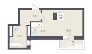 Студия квартира, строящийся дом, 34м2, 14/22 этаж