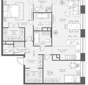 3-к квартира, вторичка, 89м2, 22/28 этаж