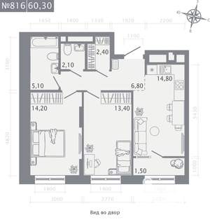 2-к квартира, вторичка, 60м2, 11/23 этаж