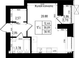 Студия квартира, вторичка, 31м2, 2/15 этаж