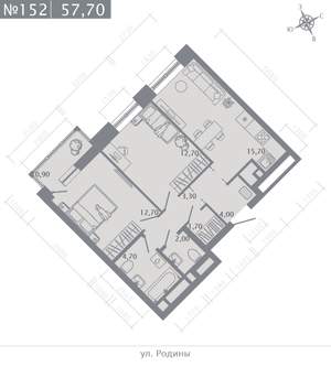 2-к квартира, строящийся дом, 58м2, 18/23 этаж