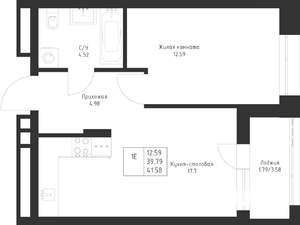 1-к квартира, вторичка, 42м2, 10/23 этаж
