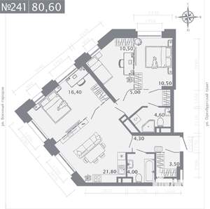 3-к квартира, строящийся дом, 81м2, 7/25 этаж