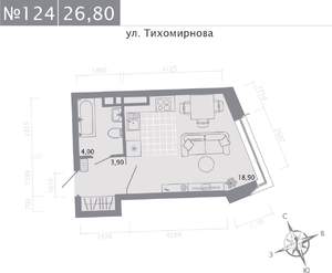 Студия квартира, строящийся дом, 27м2, 3/5 этаж