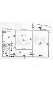 2-к квартира, вторичка, 54м2, 6/10 этаж