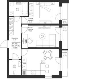 2-к квартира, вторичка, 61м2, 2/24 этаж