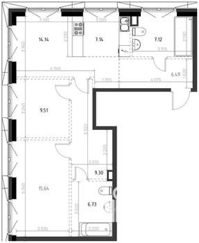 2-к квартира, вторичка, 76м2, 7/10 этаж