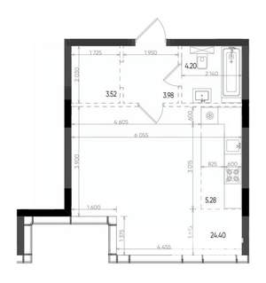 Студия квартира, вторичка, 41м2, 20/22 этаж