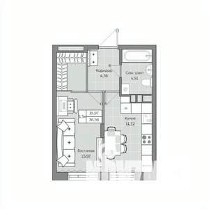 1-к квартира, вторичка, 37м2, 10/19 этаж