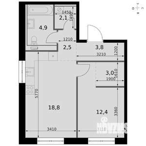 2-к квартира, вторичка, 48м2, 3/19 этаж