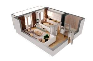 1-к квартира, сданный дом, 43м2, 7/19 этаж