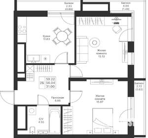 2-к квартира, вторичка, 59м2, 22/24 этаж