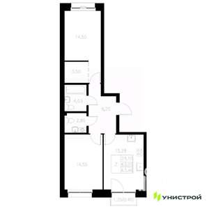 2-к квартира, вторичка, 63м2, 5/8 этаж
