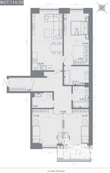 3-к квартира, строящийся дом, 110м2, 4/8 этаж