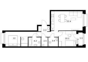 2-к квартира, вторичка, 64м2, 10/14 этаж
